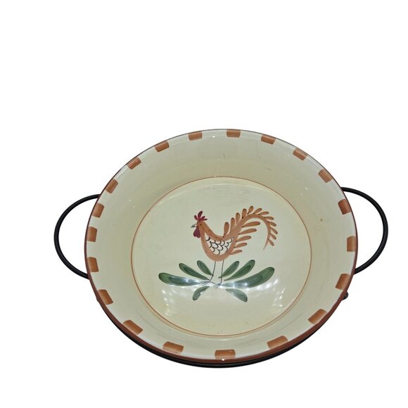 International Silver Co. Rooster Casserole Dish Wrought Iron stand. - Picture 2 of 5